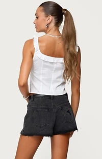 Edikted Noga Ruffle Woven Button Up Top