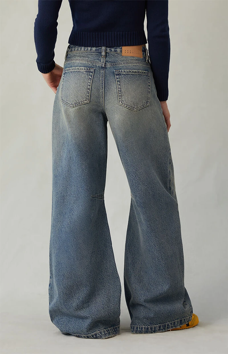 Pacsun Remi Baggy Barrel Jeans Knee Dart Dark Indigo