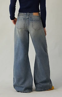 Pacsun Remi Baggy Barrel Jeans Knee Dart Dark Indigo