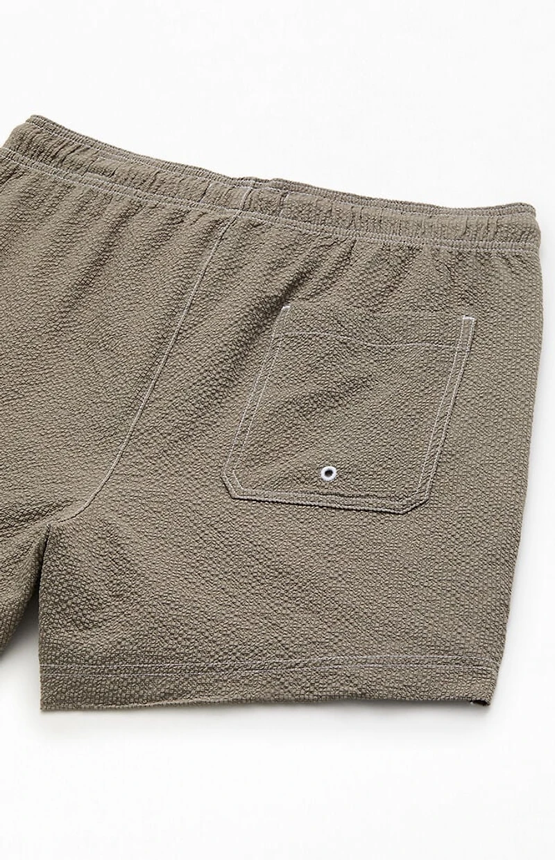 Pacsun Cursive Contrast Stitched Seersucker 4.5" Swim Trunks