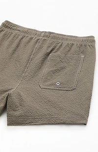 Pacsun Cursive Contrast Stitched Seersucker 4.5" Swim Trunks