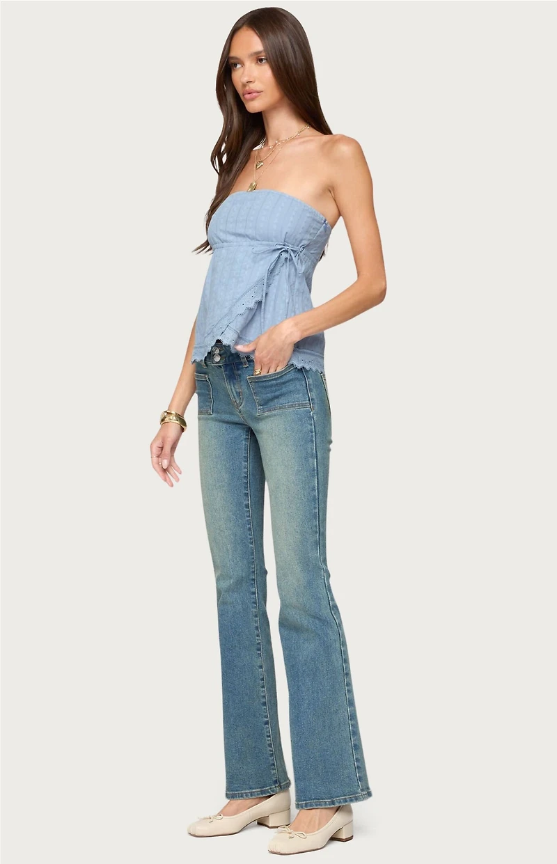 Edikted Narnie Striped Strapless Wrap Top