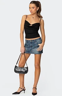 Edikted Ruari Studded Denim Mini Skirt