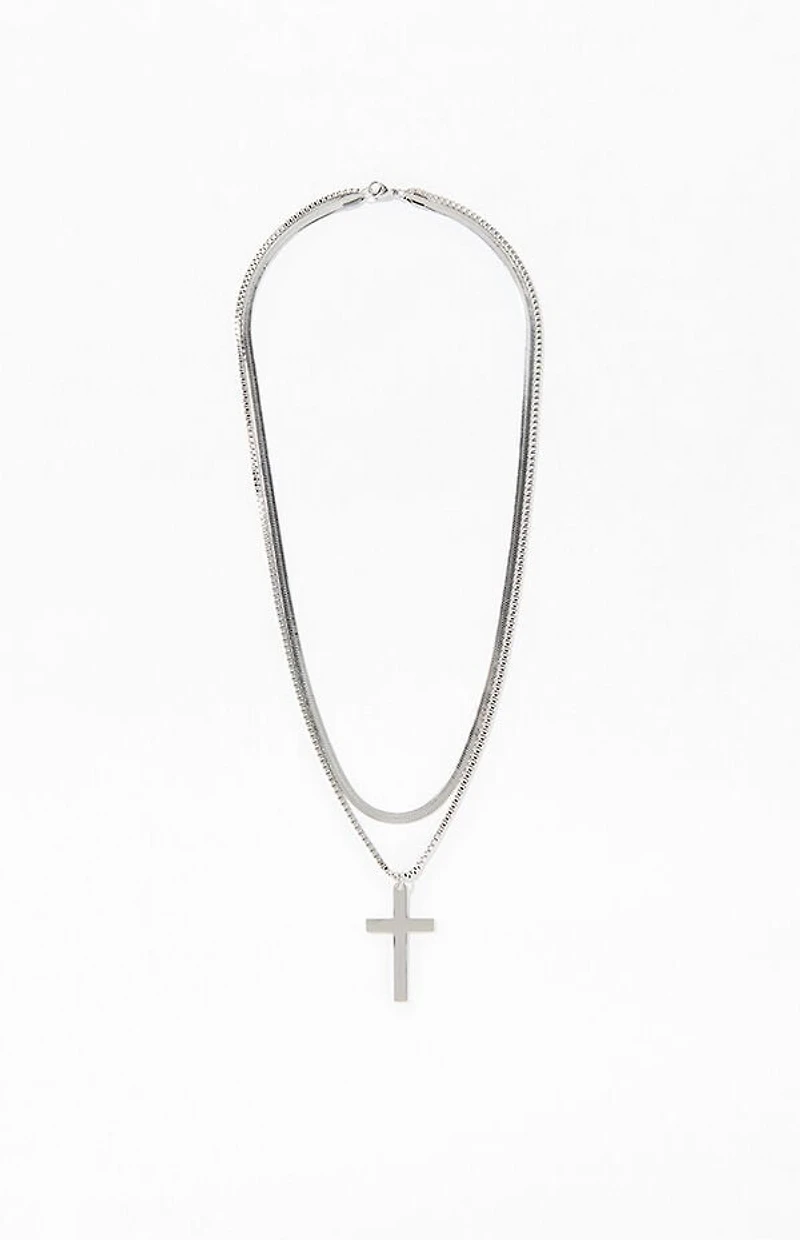 Pacsun Silver Cross Layered Chain