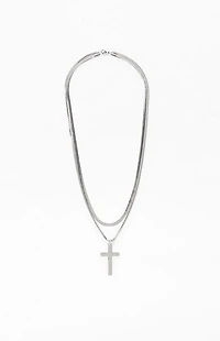 Pacsun Silver Cross Layered Chain
