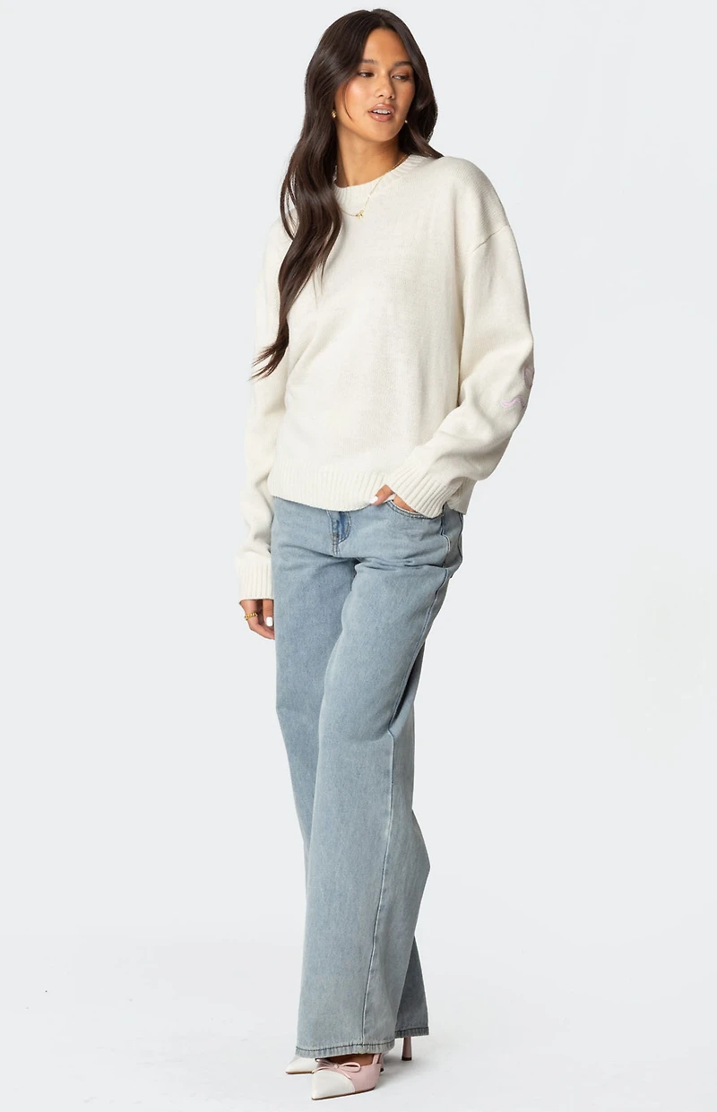 Edikted Rutie Bow Patch Sweater