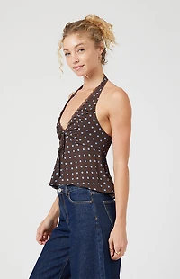 Beverly and Beck Polka Dot Zara Halter Top