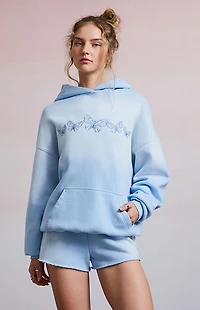 Third Charm Butterflies Embroidered Pullover Hoodie