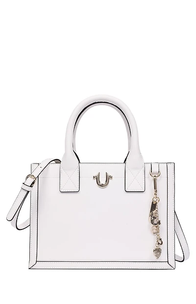 True Religion White Modern Edge Charm Tote Bag