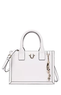 True Religion White Modern Edge Charm Tote Bag