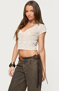 Edikted Kristal Twist Front V Neck Top