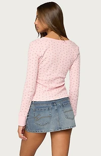 Edikted 76 Rhinestone Floral Henley Top