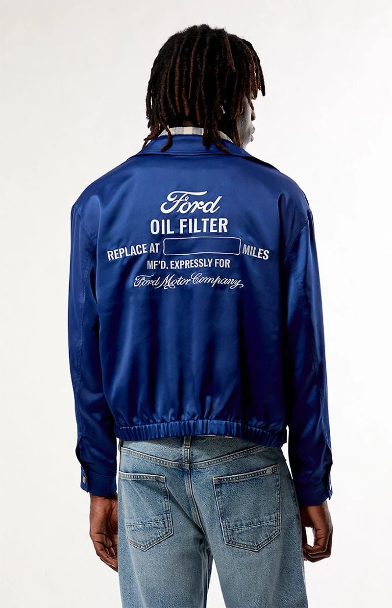 FORD Blue Oil Satin Jacket
