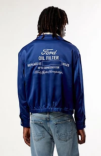 FORD Blue Oil Satin Jacket