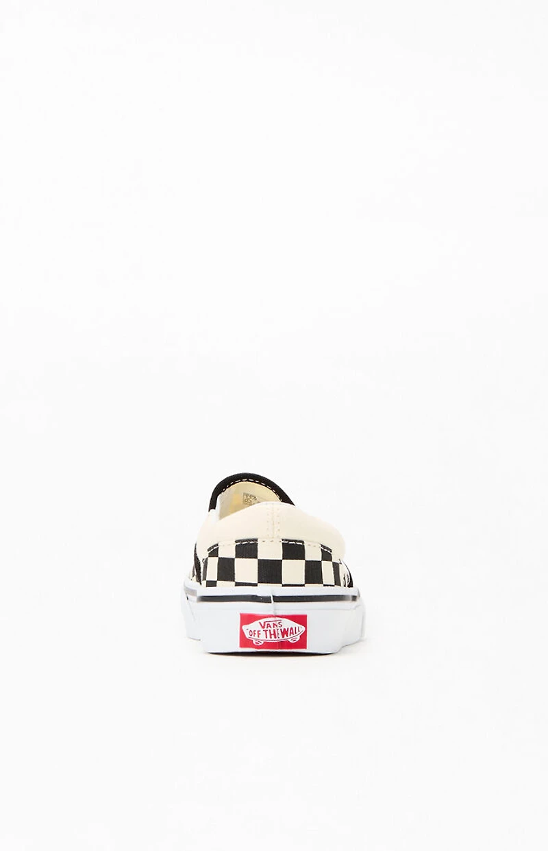Vans Kids White & Black Checker Classic Slip-On Shoes