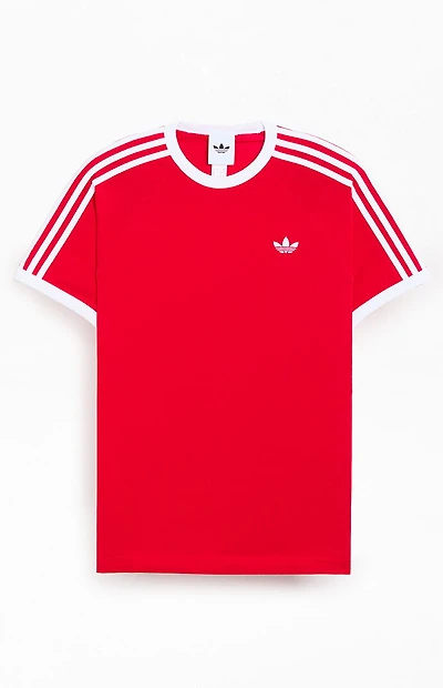 adidas Red Three Stripe T-Shirt