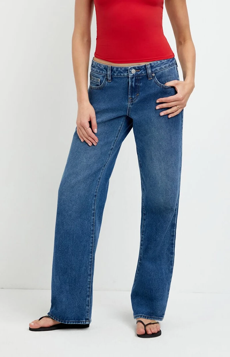 Pacsun Zoe Low Rise Girlfriend Jeans Medium Blue