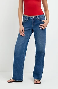 Pacsun Zoe Low Rise Girlfriend Jeans Medium Blue