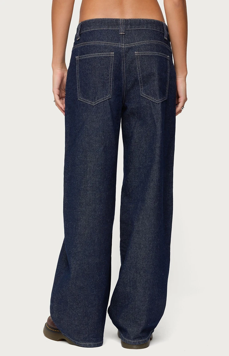 Edikted Polley Button Up Low Rise Jeans