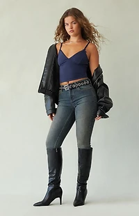 Pacsun Skinny Jeans Stretch Dark Blue Tinted
