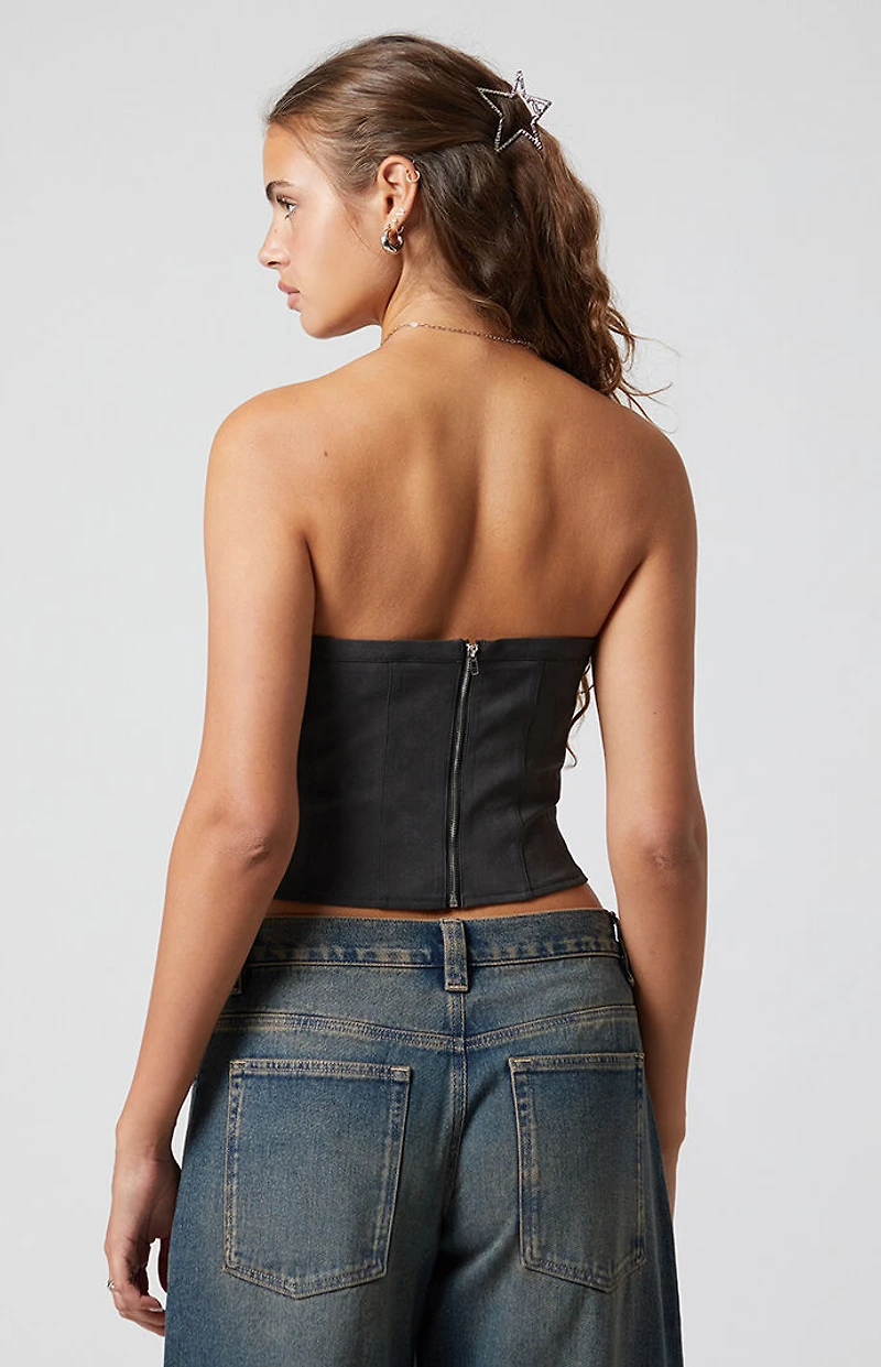 Third Charm Skye Faux Leather Studded Strapless Tube Top
