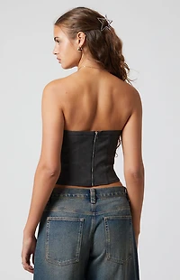 Third Charm Skye Faux Leather Studded Strapless Tube Top