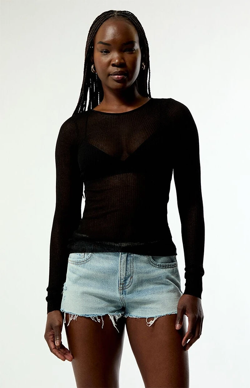 WEWOREWHAT Sheer Long Sleeve Top