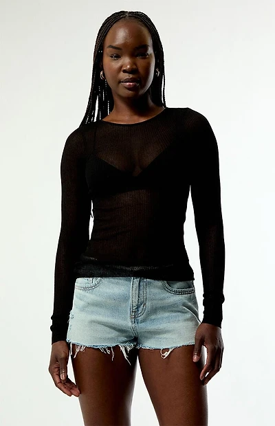 WEWOREWHAT Sheer Long Sleeve Top