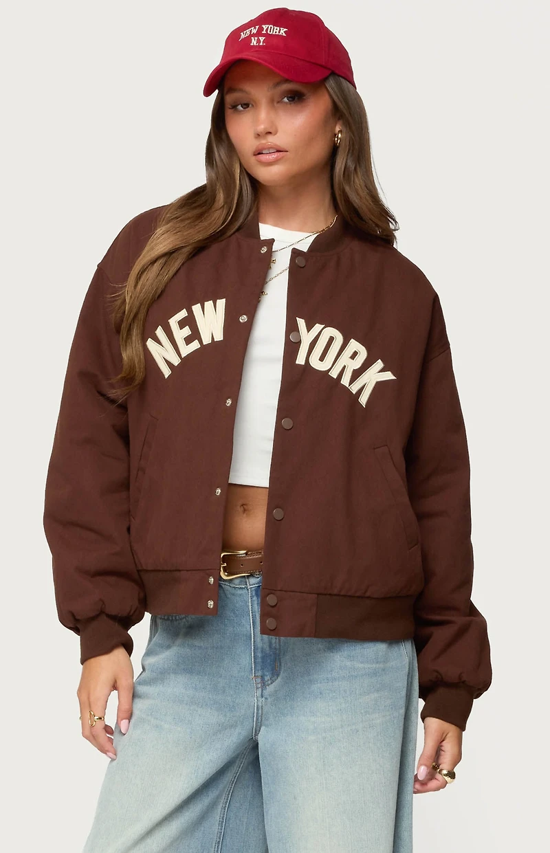 Edikted Big Apple Oversized Bomber Jacket