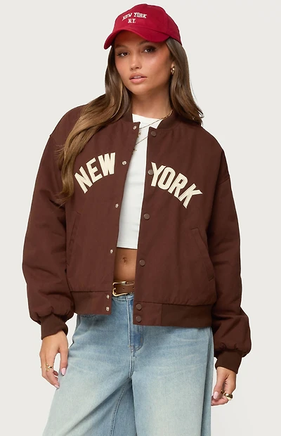 Edikted Big Apple Oversized Bomber Jacket