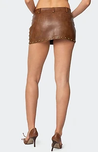 Edikted Studded Faux Leather Mini Skort