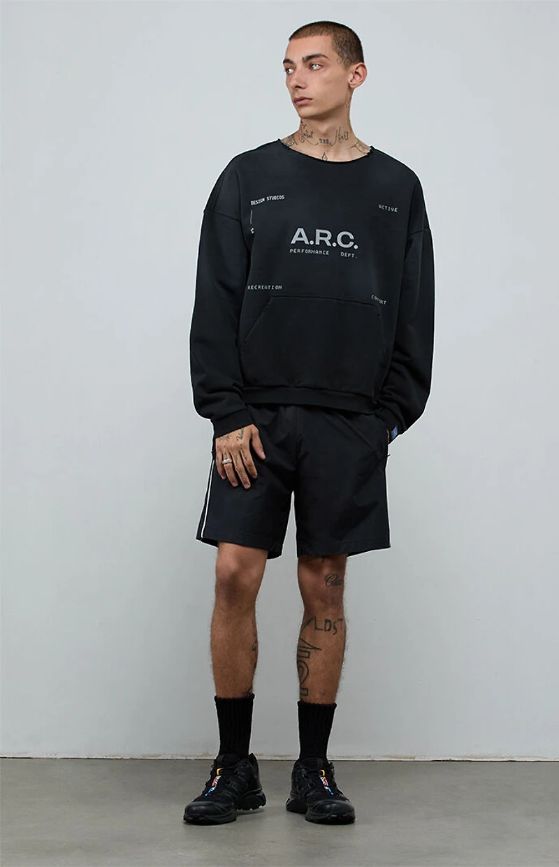 A.R.C. Black Vintage Wash Heavyweight Fleece Cutoff Sweatshirt