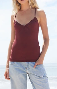 John Galt Burgundy Bow Tank Top