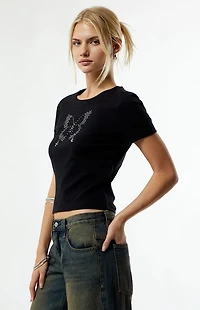 Third Charm Rhinestone Butterfly Skimmer T-Shirt