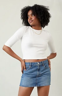 Pacsun Bella Stretch Dark Indigo Mid Rise Denim Mini Skirt