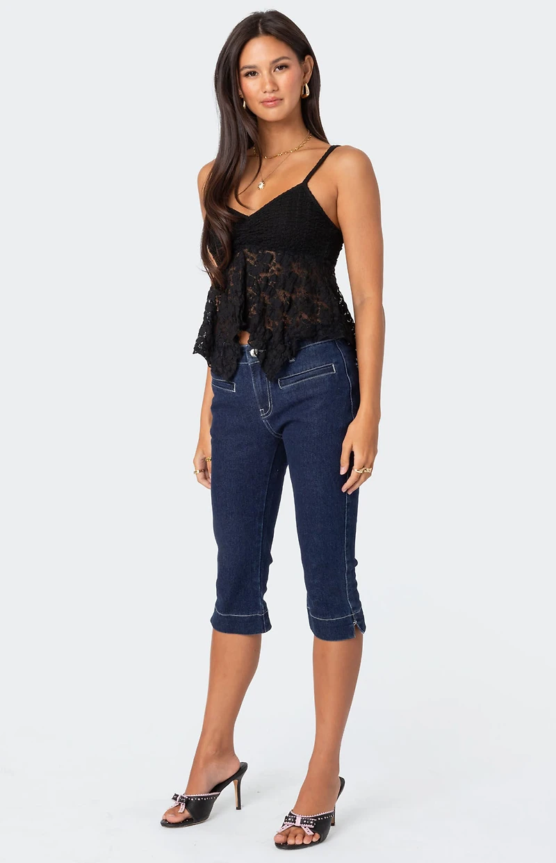 Edikted Orchid Sheer Lace Top