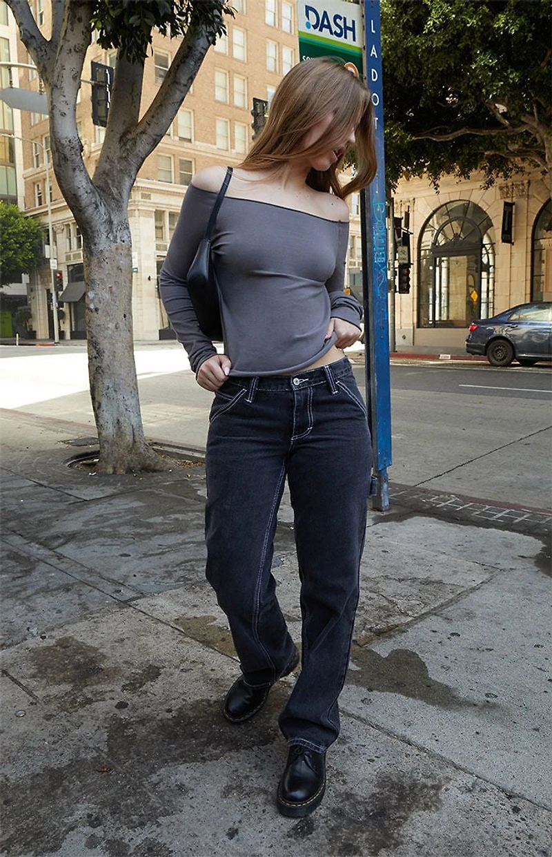 John Galt Gray Bonnie Off-The-Shoulder Top