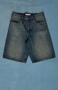 Pacsun Austin Extreme Baggy Denim Shorts Dark Blue Tint