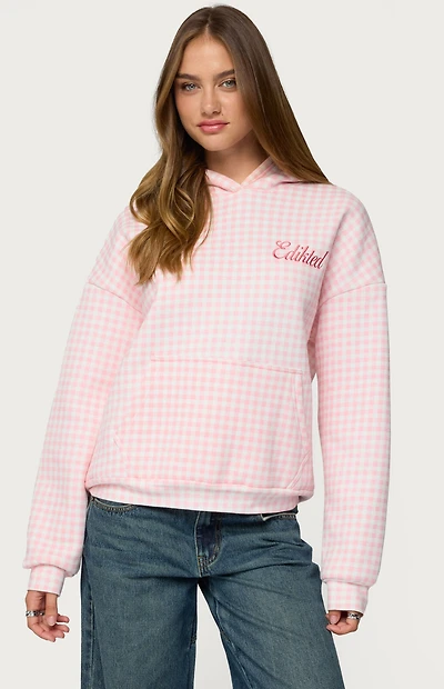 Edikted Gingham Oversized Hoodie