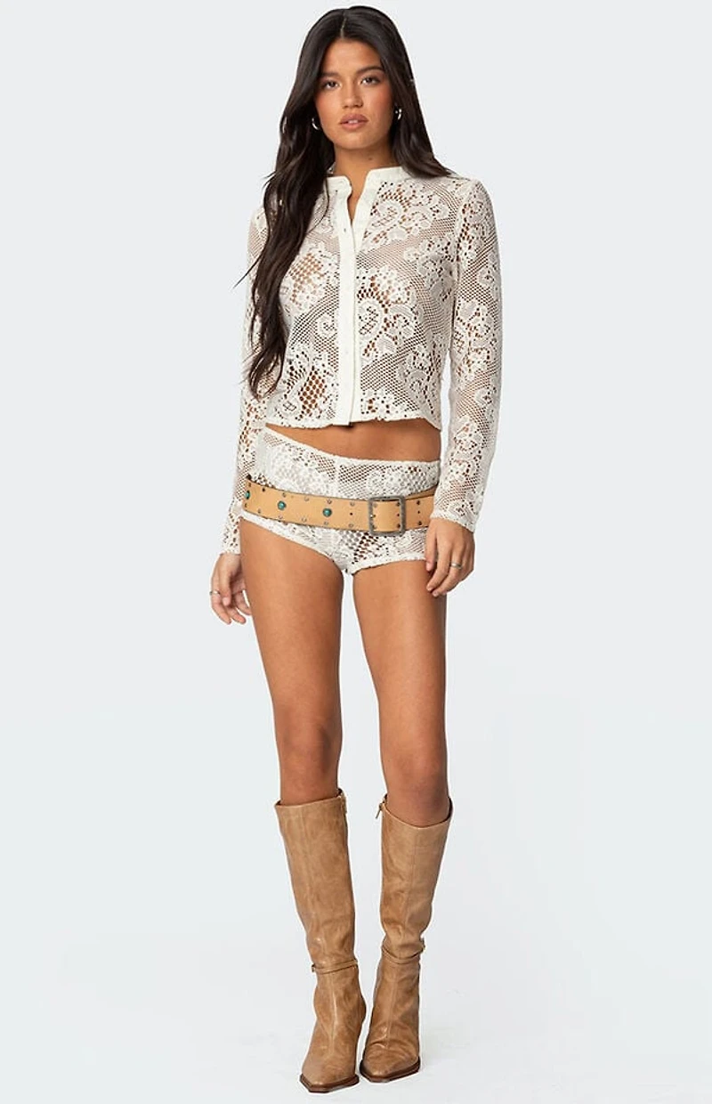 Edikted Peyson Sheer Lace Shorts