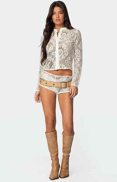 Edikted Peyson Sheer Lace Shorts