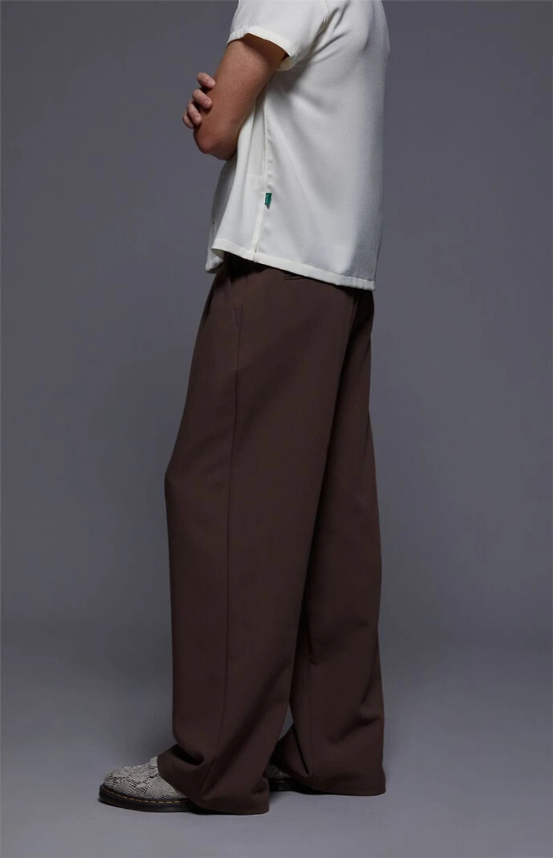 FIELD OF STUDY by Pacsun Kane Baggy Trousers Stretch Pleated Brown