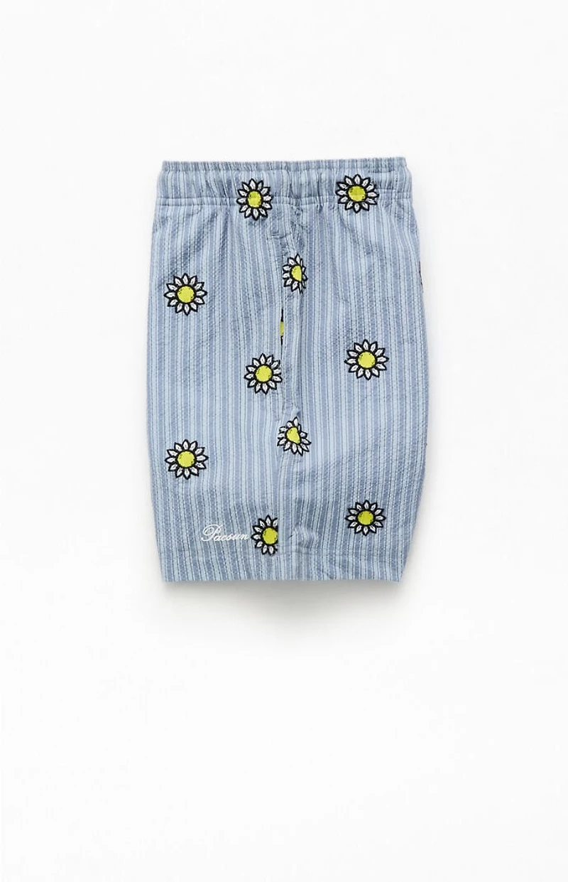 Pacsun Daisy Striped Seersucker 5" Swim Trunks