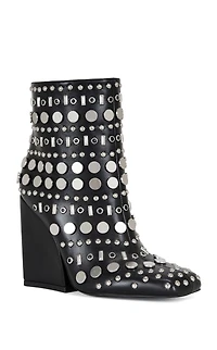 AZALEA WANG Women's Fletcher Black Block Heel Ankle Booties