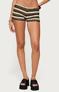Edikted Elita Striped Textured Knit Shorts