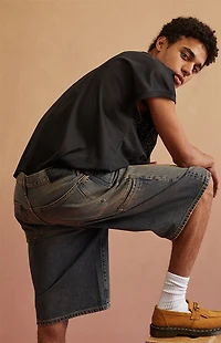 RARE DNM EDIT Dark Blue Tinted Clip Baggy Denim Shorts