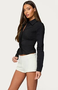 Edikted Amelie Lace Up Button Shirt