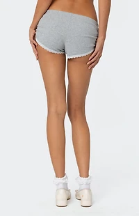 Edikted Kadence Ruched Lace Trim Shorts