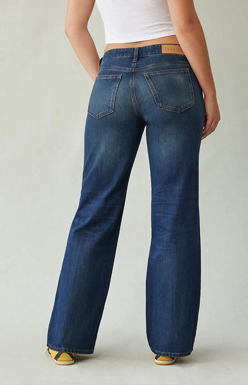 Pacsun Zoe Low Rise Girlfriend Jeans Dark Blue
