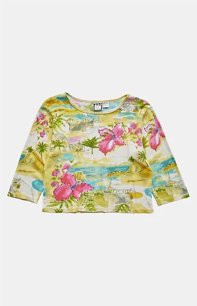 PS VINTAGE 2000s Tropical Y2K Graphic Top